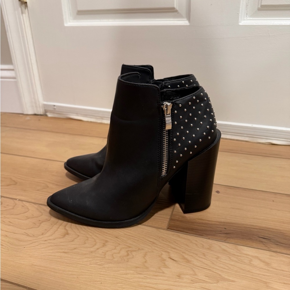 JustFab Black Ankle Boots with Silver Studs